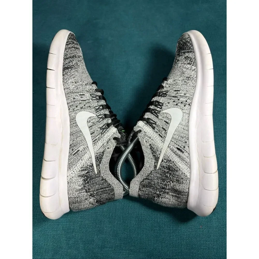 Nike Free RN Flyknit Gray White Running Shoes Women’s Size 7 Lightweight Sneaker